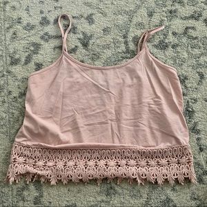 Forever 21 pink lace trim crop top